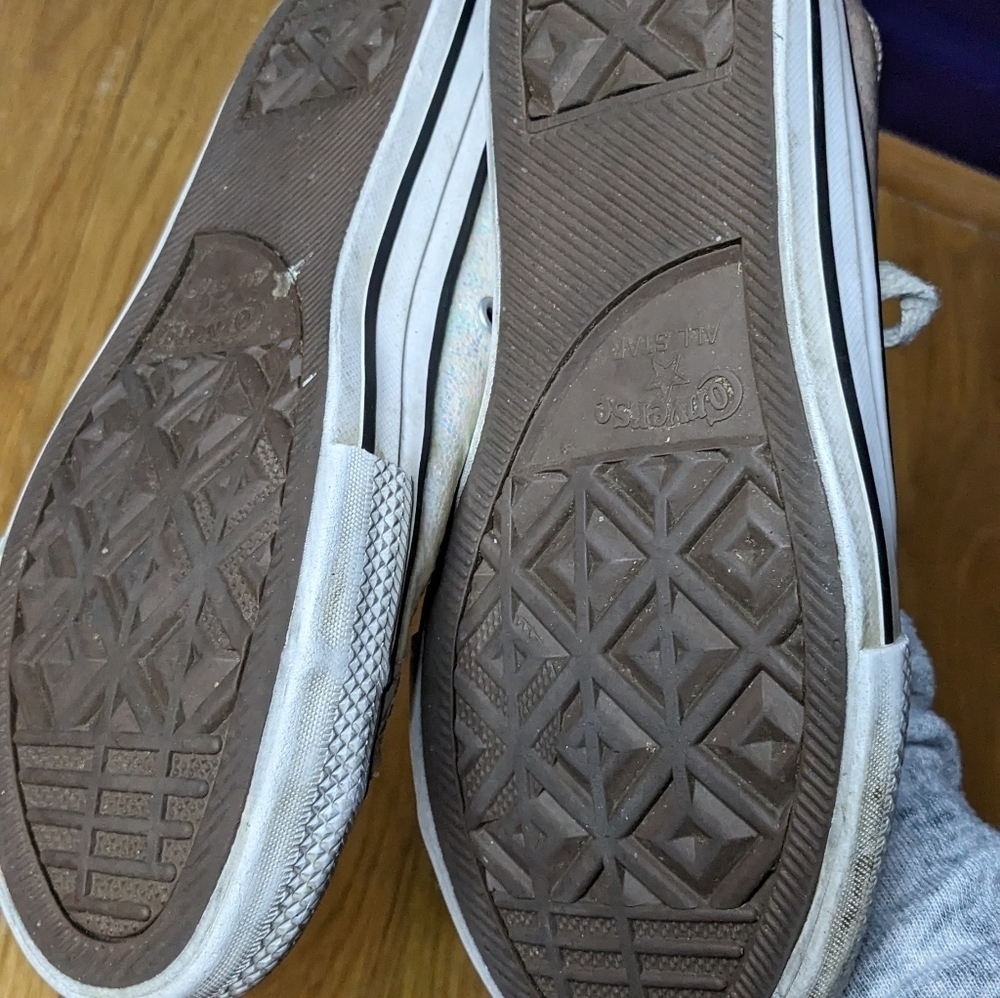Converse Size 3 Chuck Taylor All‎ Star Iridescent Glitter Low Top Sneaker Shoes - Picture 8 of 9